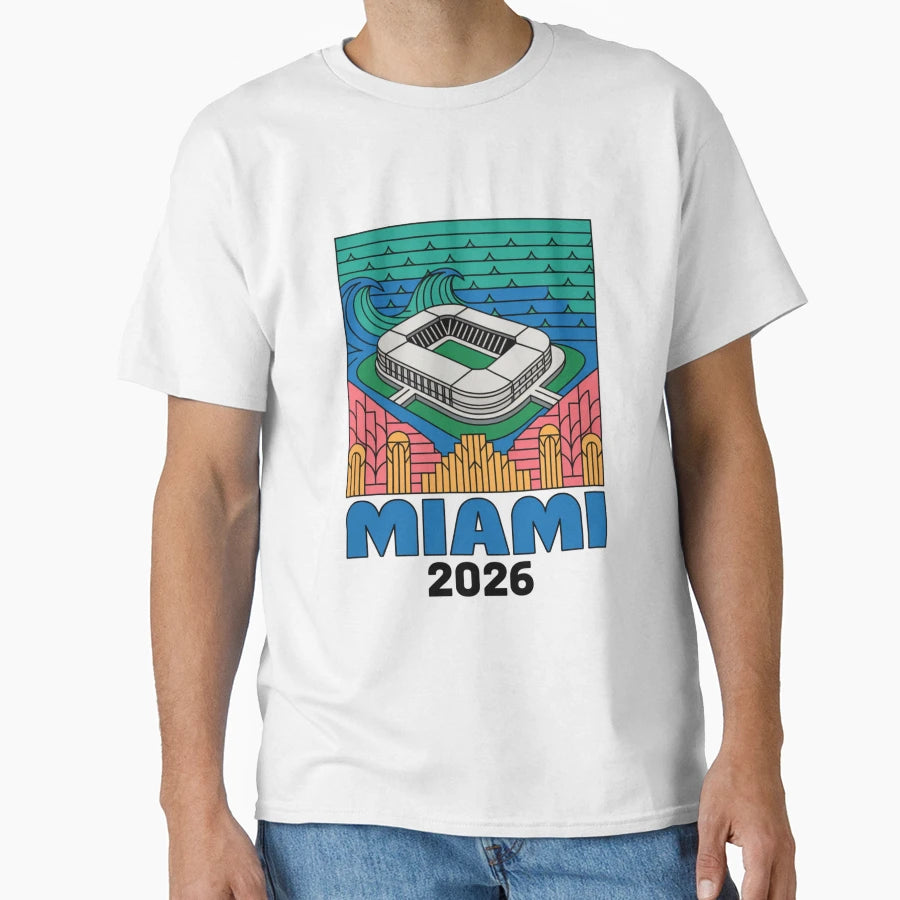 Miami 2026 Ocean Wave Football V2 T-Shirt - Aesthetic Graphic Unisex - T-Shirt, Sweatshirt, Hoodie