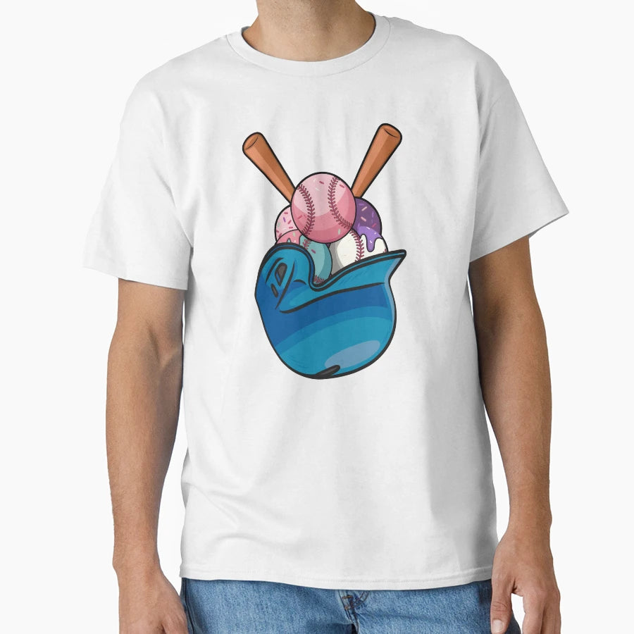 Baseball Ice Cream Colorful Funny T-Shirt - Casual Everyday Wear Unisex - T-Shirt, Sweatshirt, Hoodie
