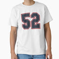 52 Navy Grey Red Sports Number Fifty T-Shirt - Custom Art Print Men Women - T-Shirt, Sweatshirt, Hoodie