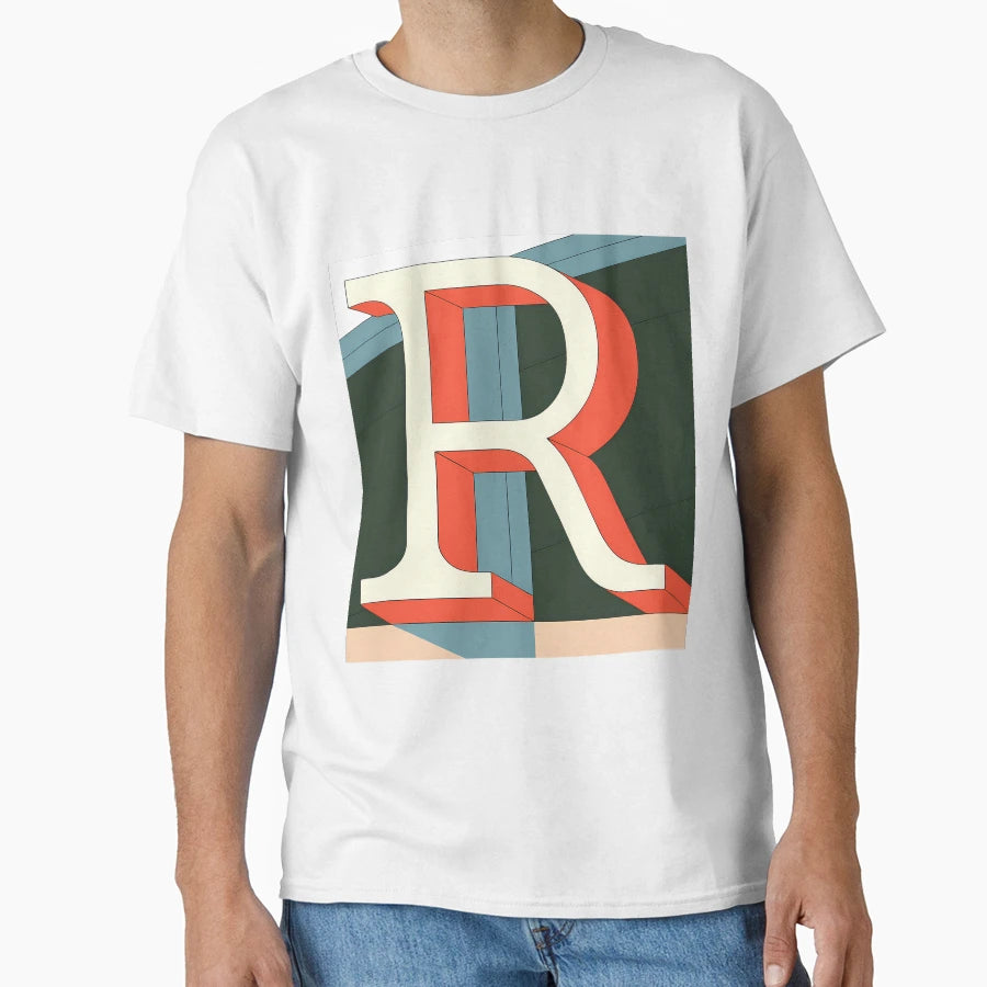 R Stylized Block Letters Geometric T-Shirt - Unique Graphic for Adults - T-Shirt, Sweatshirt, Hoodie