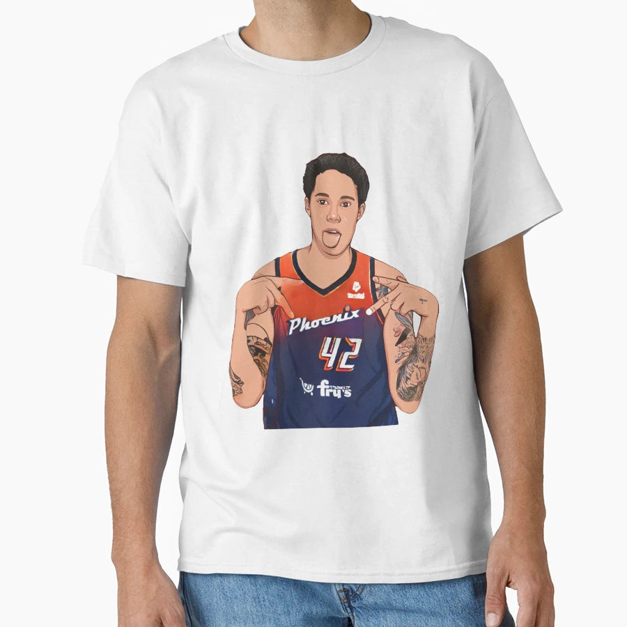 Brittney Griner Cartoon Art T-Shirt - Streetwear Style for Adults - T-Shirt, Sweatshirt, Hoodie