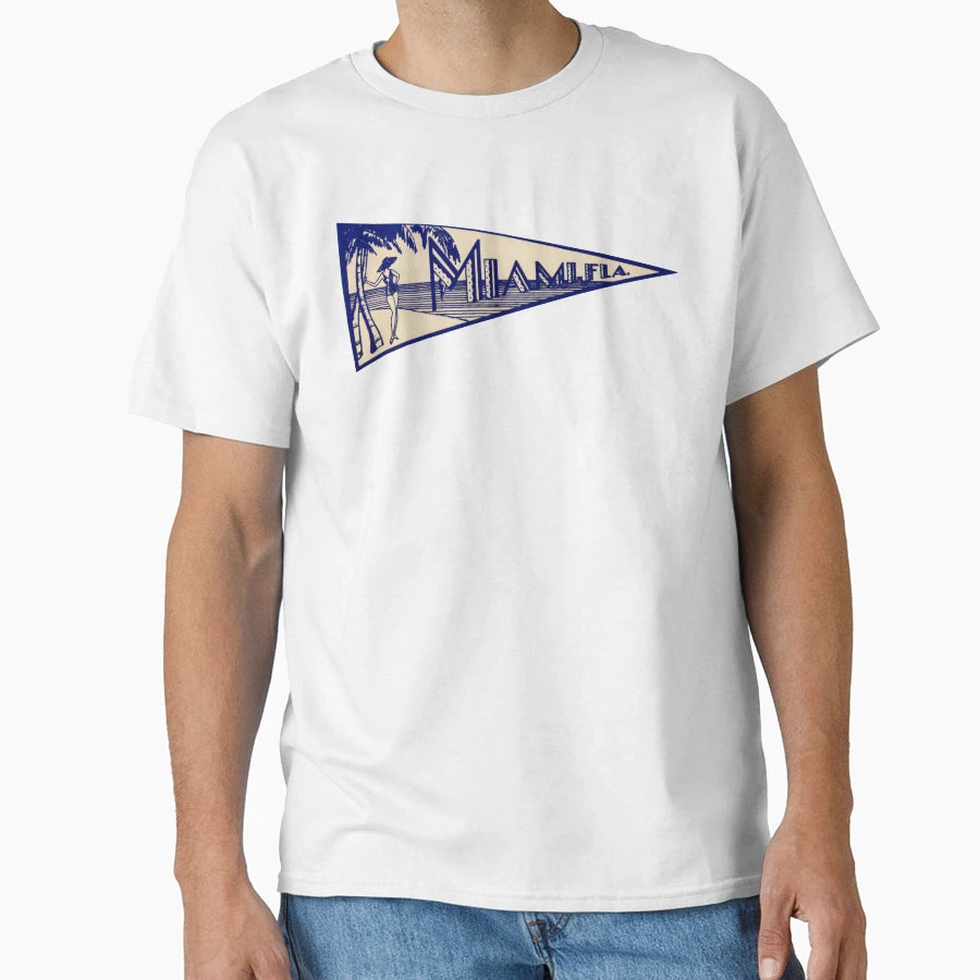 1930S Miami Florida Luggage Label T-Shirt - Casual Everyday Wear Unisex - T-Shirt, Sweatshirt, Hoodie