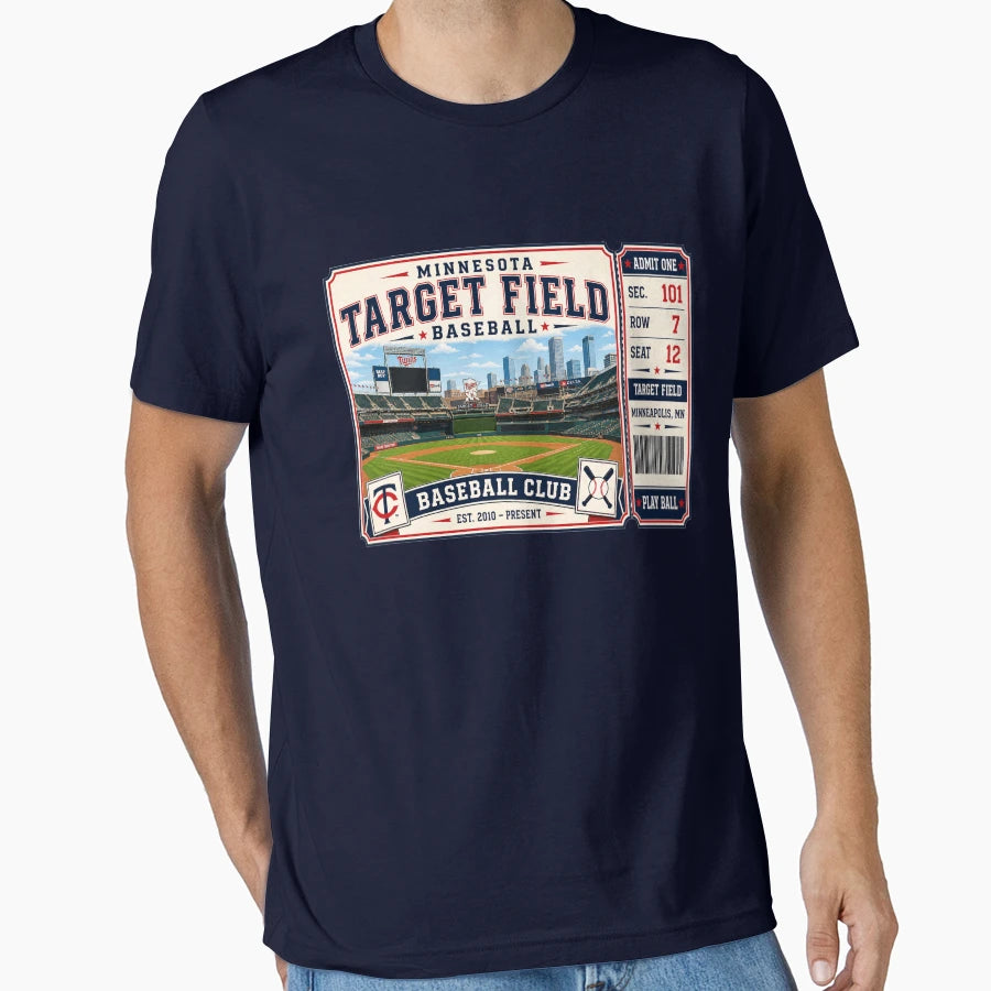 Minnesota Target Field Ticket Baseball T-Shirt - Custom Art Print Unisex - T-Shirt, Sweatshirt, Hoodie