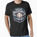 Miami Baseball Dad Blue Red Baseball T-Shirt - Aesthetic Graphic Men Women - T-Shirt, Sweatshirt, Hoodie
