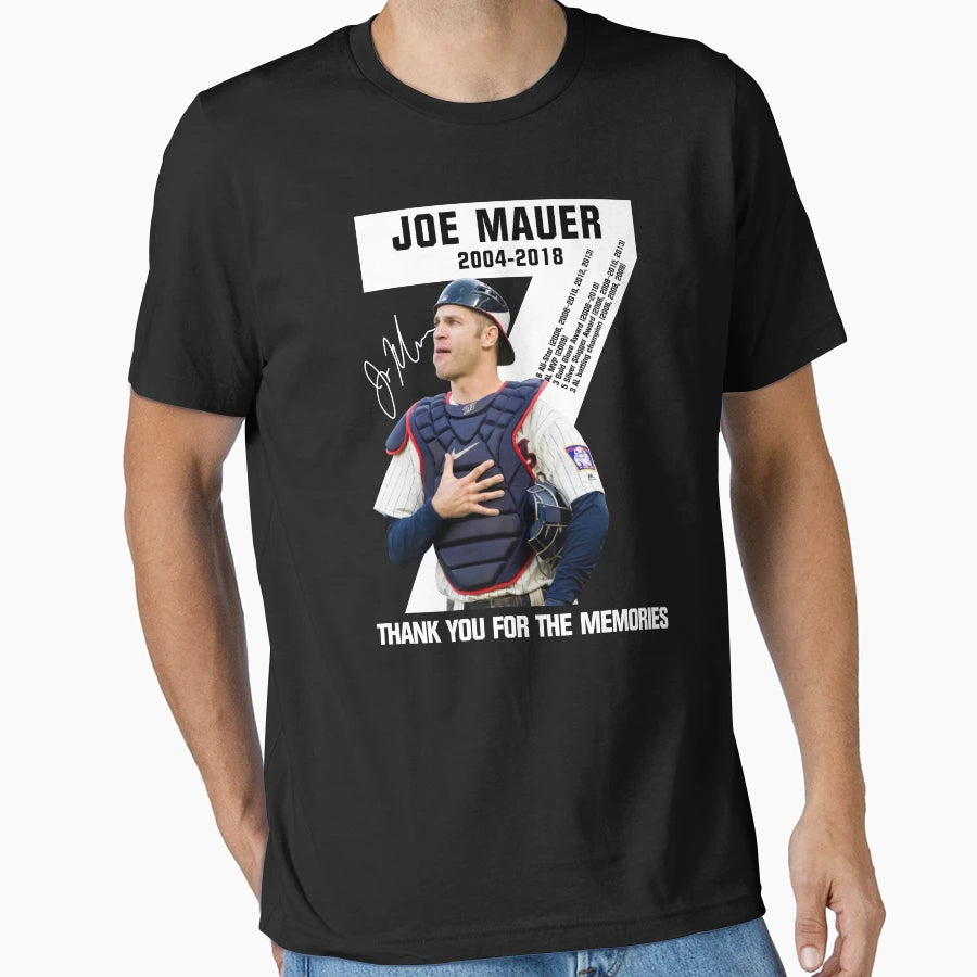 Joe Mauer Thank You Memories Logo Cheap T-Shirt - Trendy Graphic Unisex - T-Shirt, Sweatshirt, Hoodie