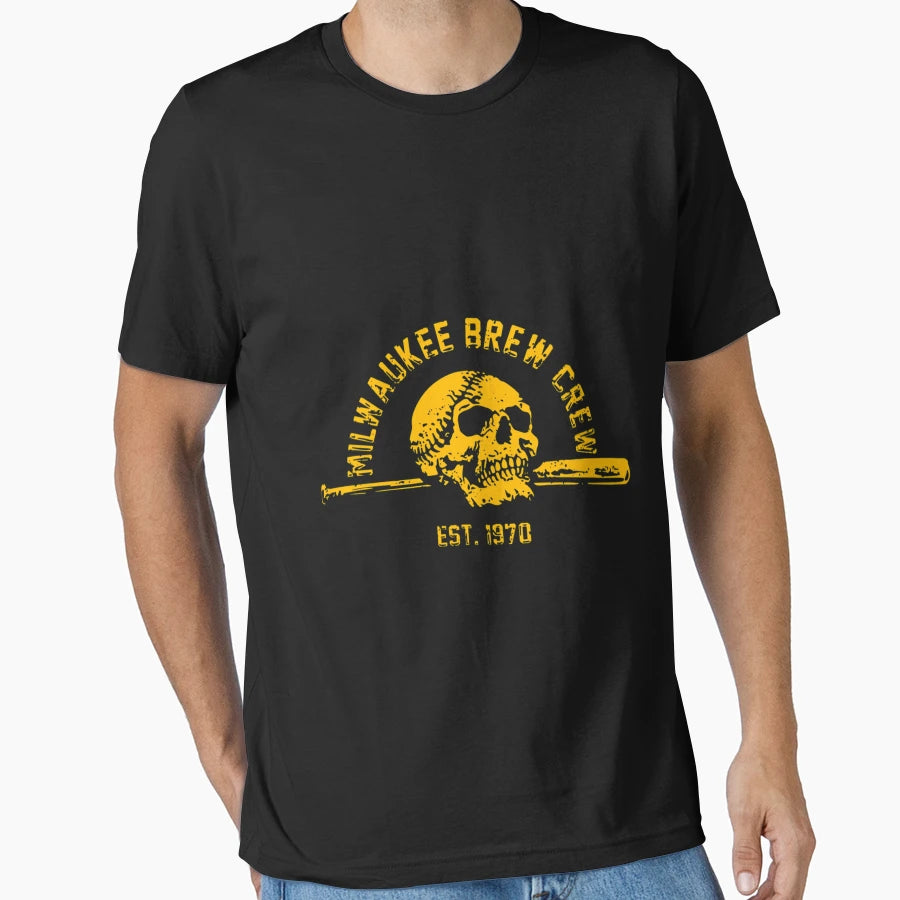 Brew Crew Skull Bat T-Shirt - Novelty Apparel Unisex - T-Shirt, Sweatshirt, Hoodie