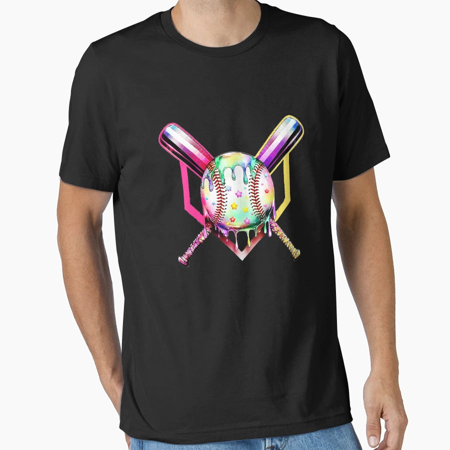 Baseball Dripping Ice Cream Drip Baseball T-Shirt - Trendy Graphic Unisex - T-Shirt, Sweatshirt, Hoodie