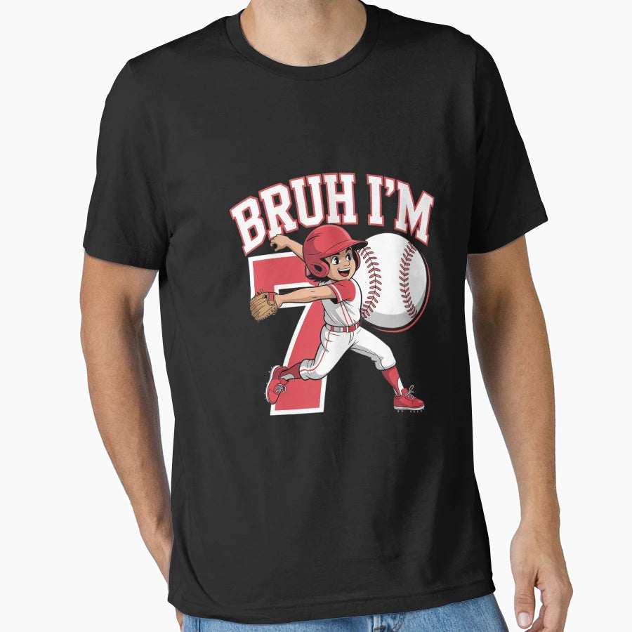 Bruh Im 7 Dabbing Baseball 7Th T-Shirt - Custom Art Print for Adults - T-Shirt, Sweatshirt, Hoodie