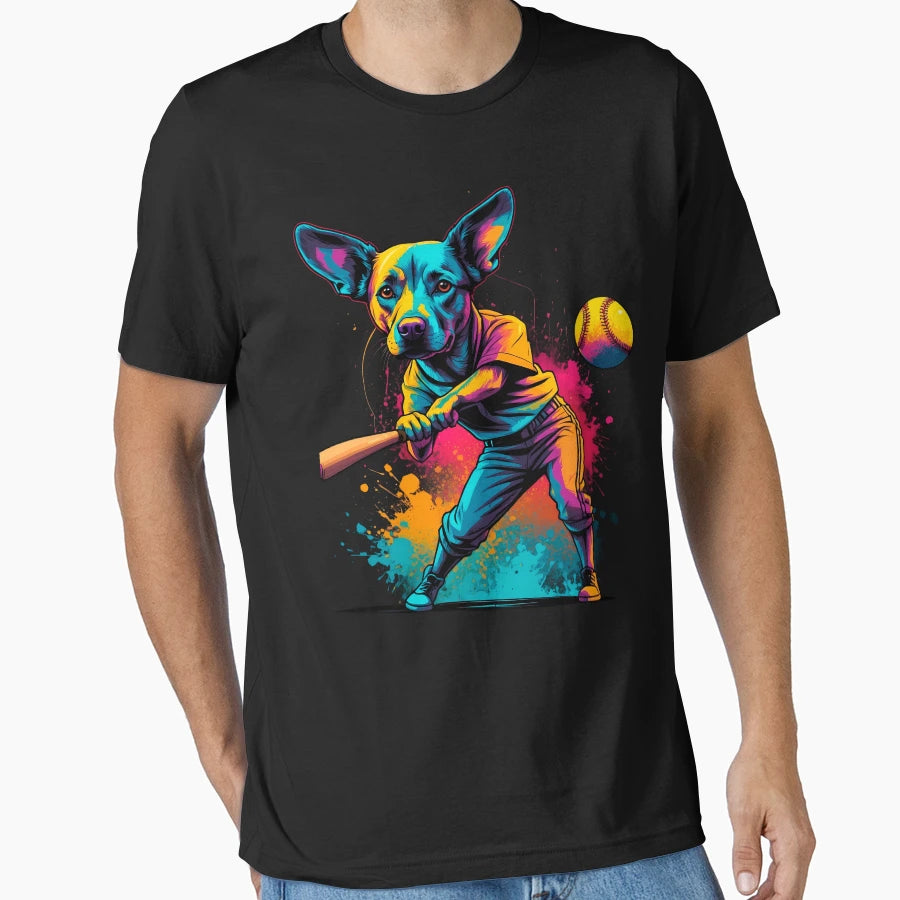 Labrador Dog Playing Baseball T-Shirt - Fun Novelty Design Unisex - T-Shirt, Sweatshirt, Hoodie
