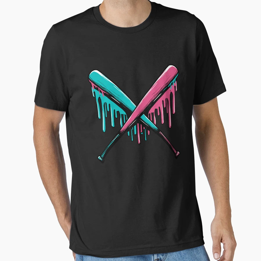 Baseball Drip Sprinkles Baseball Bat T-Shirt - Aesthetic Graphic Unisex - T-Shirt, Sweatshirt, Hoodie