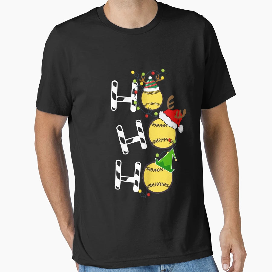 Softball Ho Ho Ho T-Shirt - Novelty Apparel Unisex - T-Shirt, Sweatshirt, Hoodie