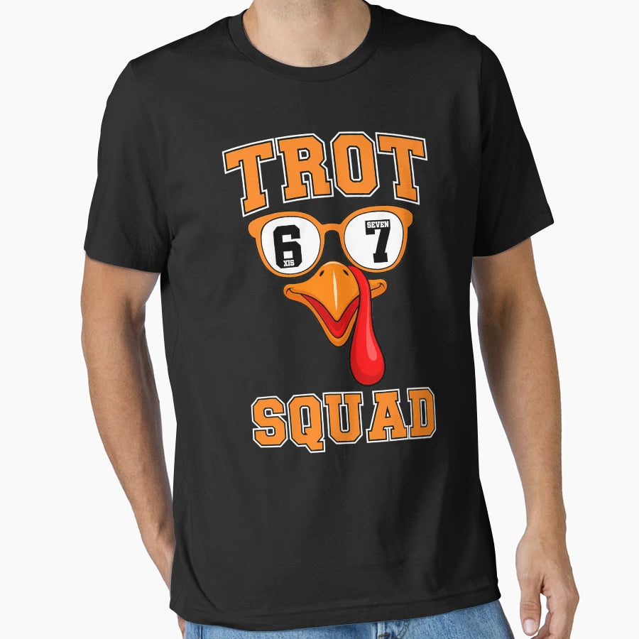 Trot Happy Gobble Thanksgiving 80S T-Shirt - Aesthetic Graphic for Adults - T-Shirt, Sweatshirt, Hoodie