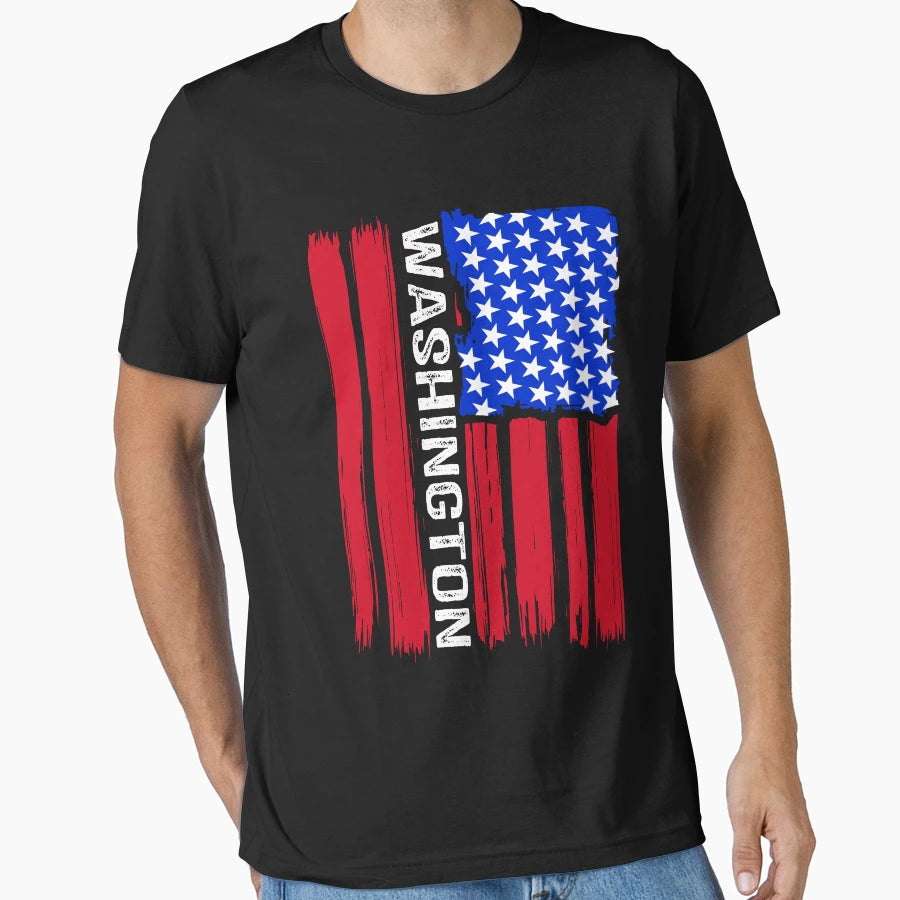 Washington America Flag T-Shirt - Graphic Print Men Women - T-Shirt, Sweatshirt, Hoodie