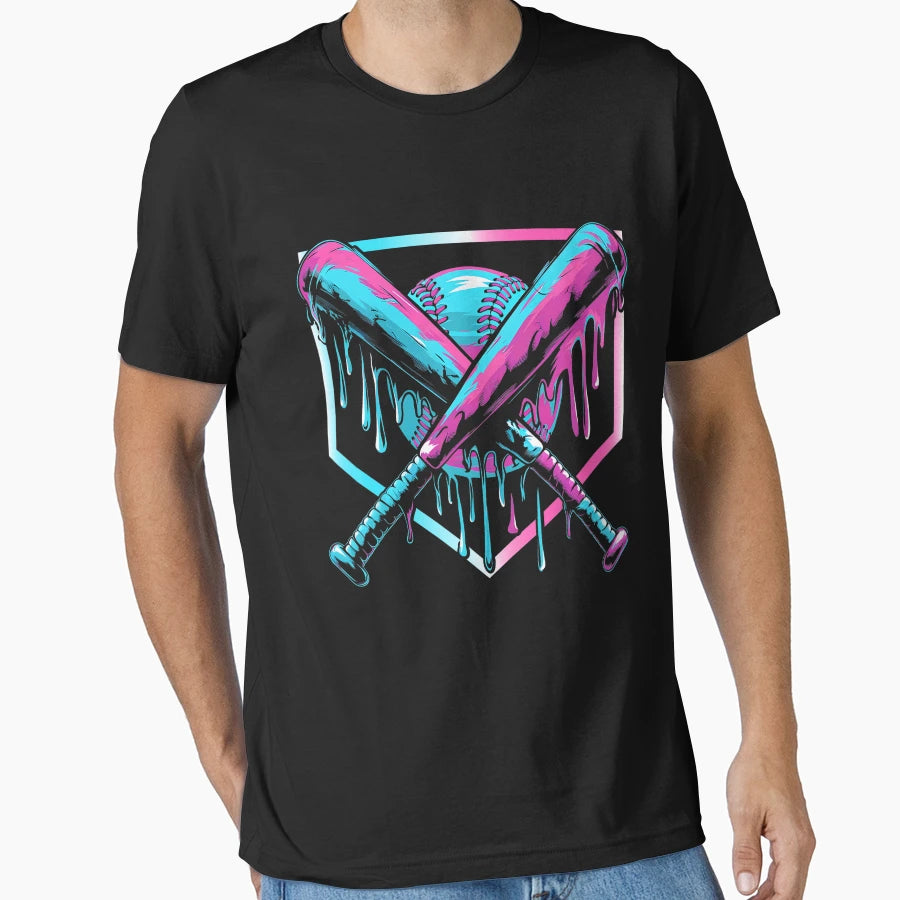 Baseball Drip Ice Cream Drip Baseball T-Shirt - Graphic Print for Adults - T-Shirt, Sweatshirt, Hoodie