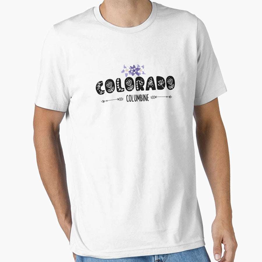 Colorado Columbine Flowers T-Shirt - Minimalist Print for Adults - T-Shirt, Sweatshirt, Hoodie