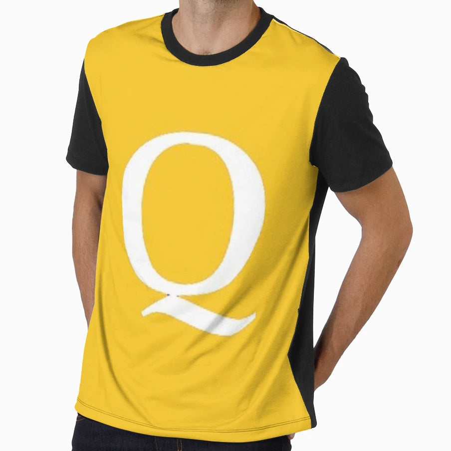 Letter Q Gold Yellow T-Shirt - Novelty Apparel Men Women - T-Shirt, Sweatshirt, Hoodie