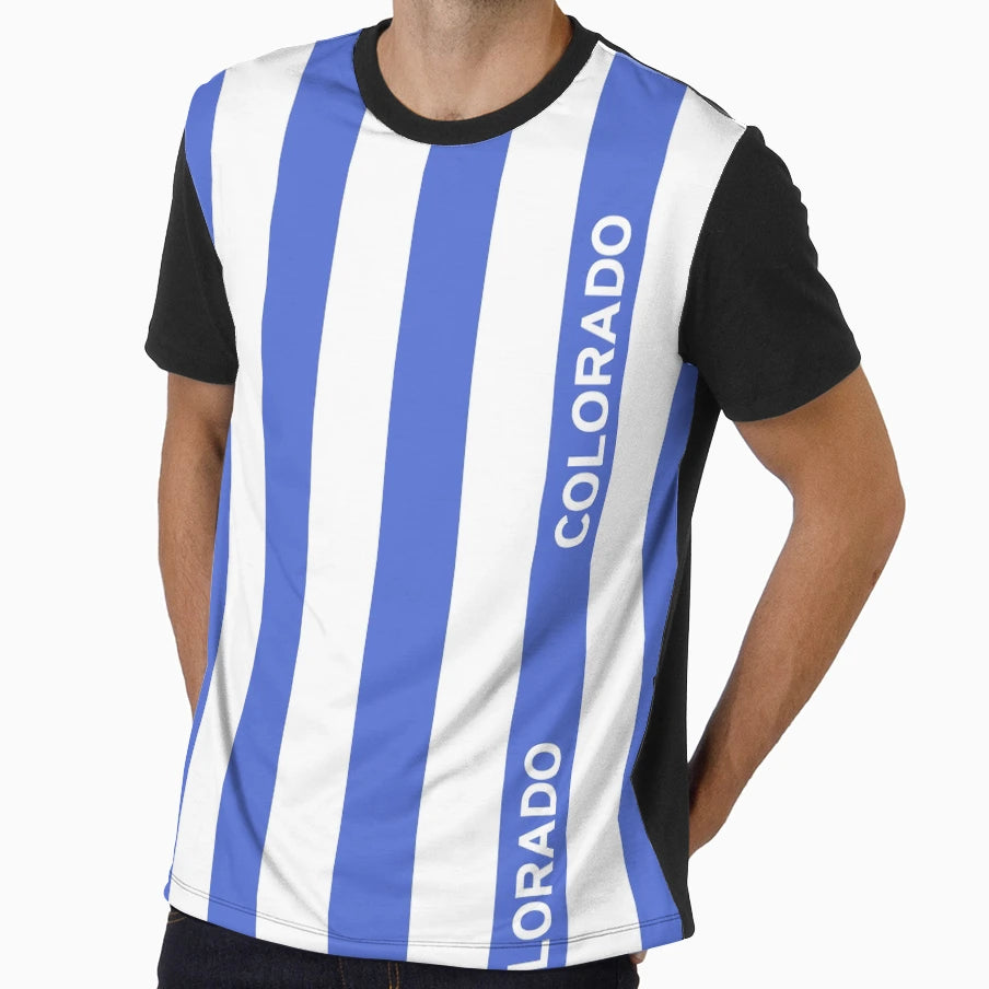 Colorful Colorado Stripes Blue T-Shirt - Trendy Graphic Men Women - T-Shirt, Sweatshirt, Hoodie