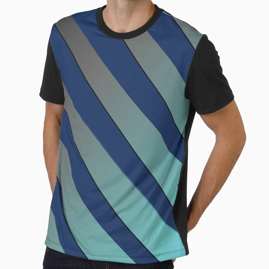 Blue Diagonal Stripes Diagonal Striped T-Shirt - Unique Graphic for Adults - T-Shirt, Sweatshirt, Hoodie