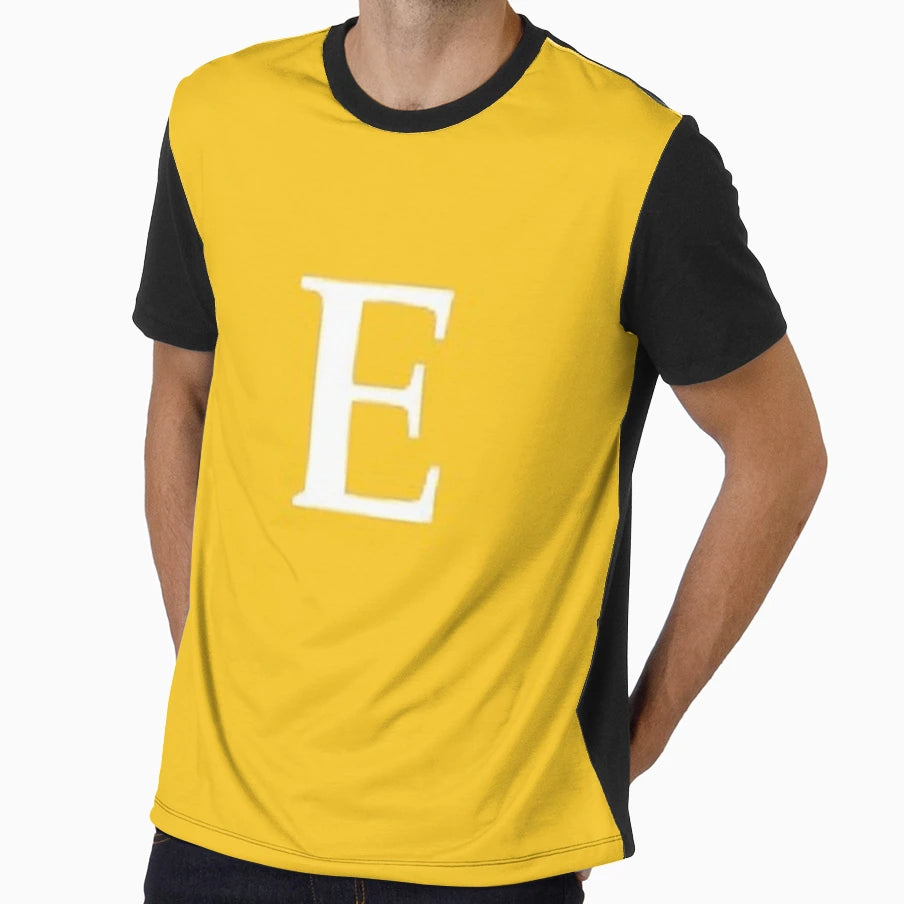 Letter E Gold Yellow T-Shirt - Graphic Print Unisex - T-Shirt, Sweatshirt, Hoodie