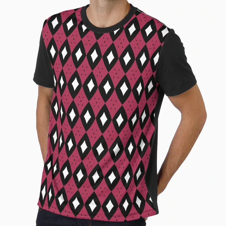 Argyle Pattern Horror Terror Texture Video T-Shirt - Graphic Print Unisex - T-Shirt, Sweatshirt, Hoodie