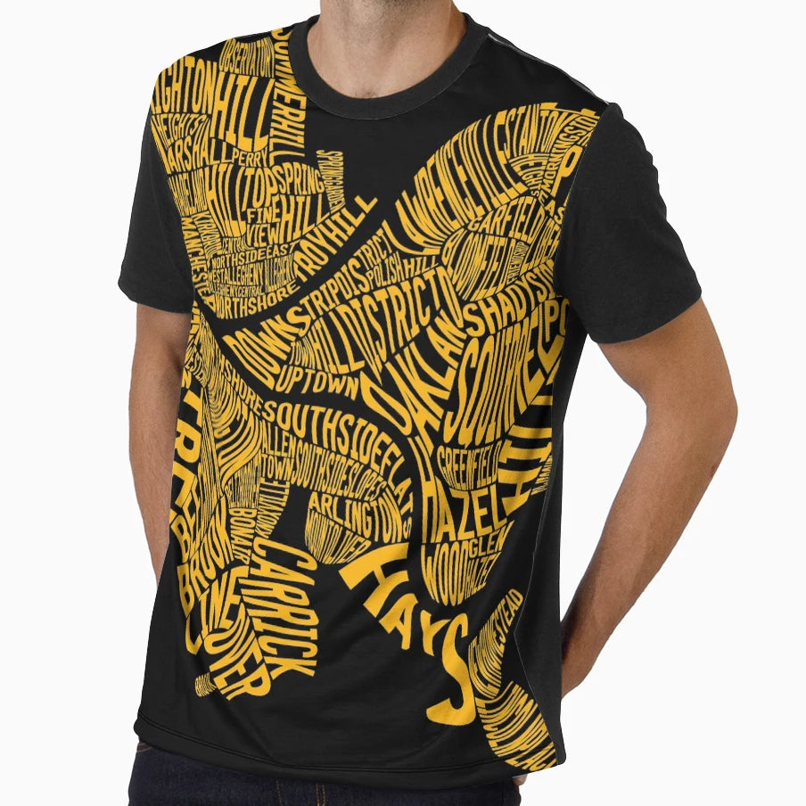 Neighborhoods Pittsburgh Black And T-Shirt - Custom Art Print for Adults - T-Shirt, Sweatshirt, Hoodie