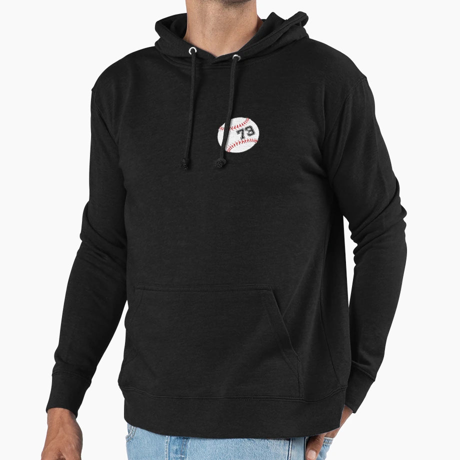 Baseball Player Jersey No 73 Back Hoodie - Novelty Apparel for Adults - T-Shirt, Sweatshirt, Hoodie
