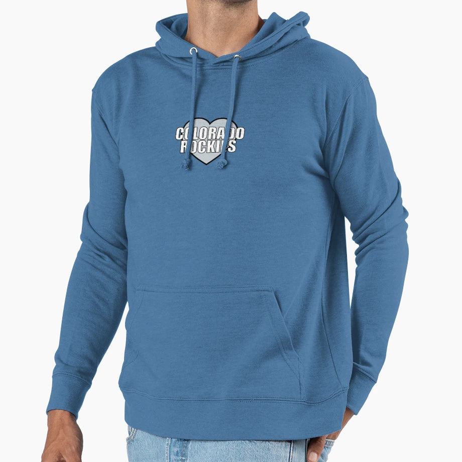 Colorado Rockies Heart Hoodie - Graphic Print for Adults - T-Shirt, Sweatshirt, Hoodie