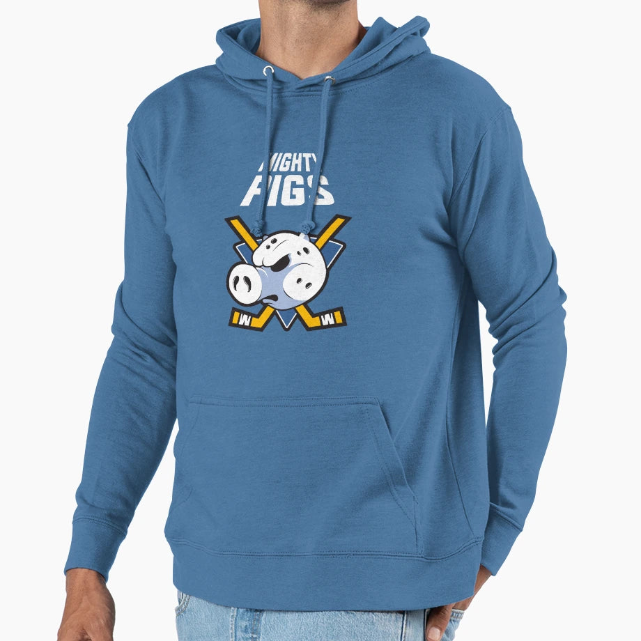 Mighty Pigs White Text Png Hoodie - Fun Novelty Design Men Women - T-Shirt, Sweatshirt, Hoodie