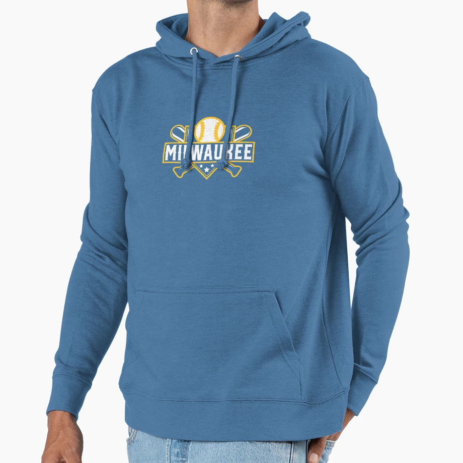 Milwaukee Baseball Home Plate Crossed Hoodie - Aesthetic Graphic Unisex - T-Shirt, Sweatshirt, Hoodie