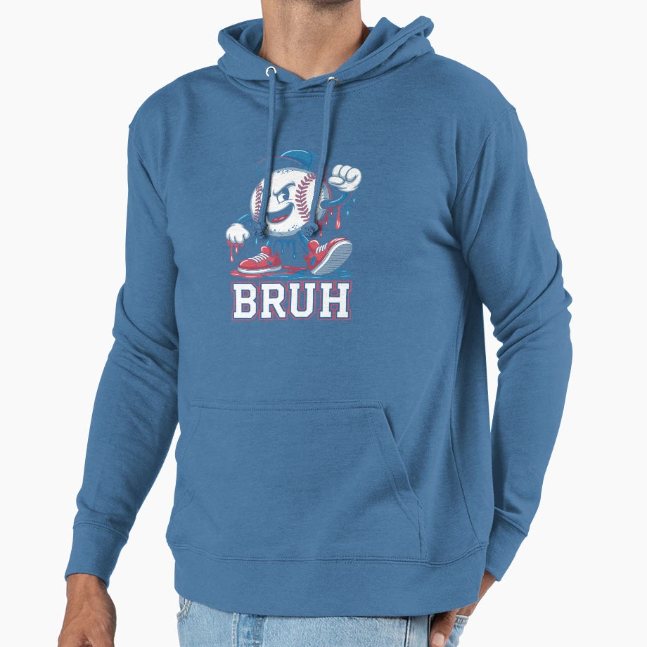 Bruh Baseball Character Funny Sports Hoodie - Custom Art Print Unisex - T-Shirt, Sweatshirt, Hoodie
