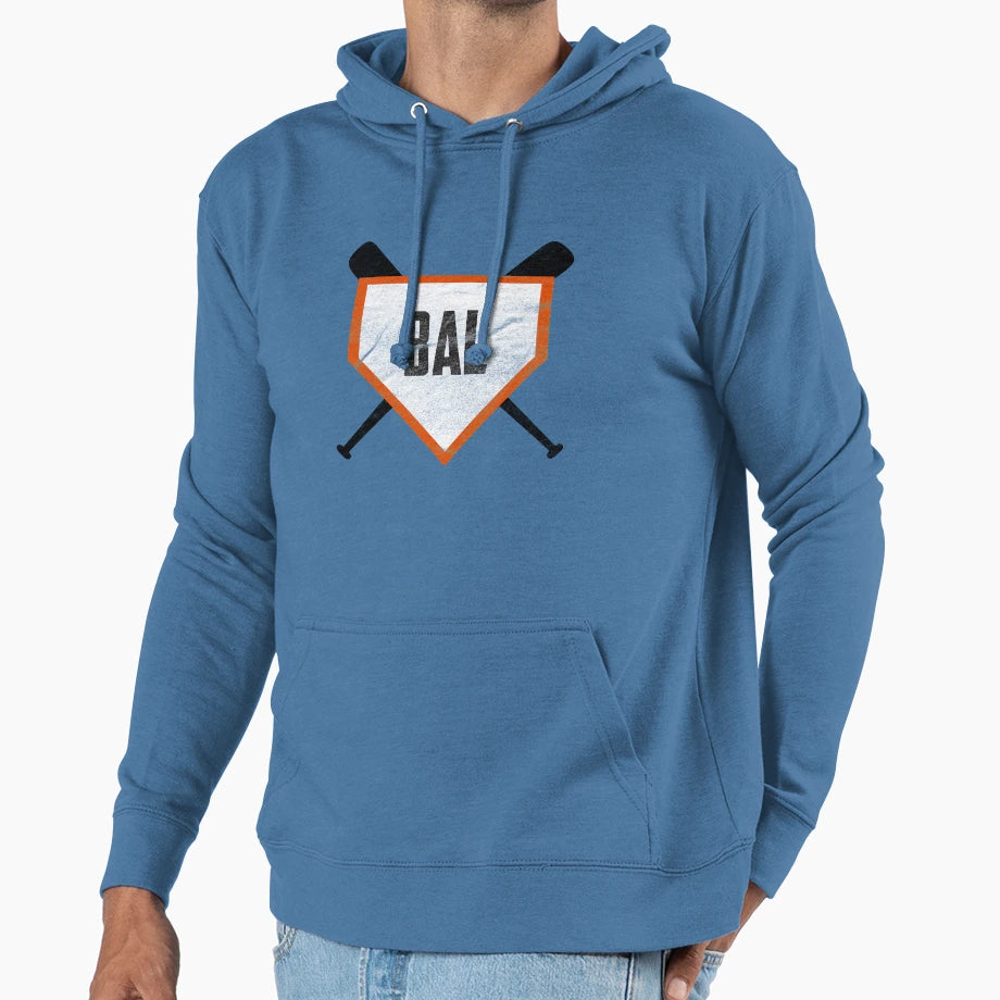 Baltimore Abbreviation Baseball Home Plate Hoodie - Custom Art Print Unisex - T-Shirt, Sweatshirt, Hoodie