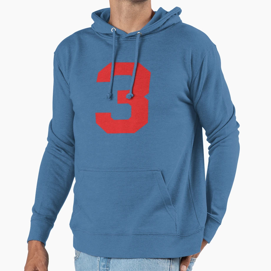 Number 3 Red Three Sports Number 3 Hoodie - Streetwear Style for Adults - T-Shirt, Sweatshirt, Hoodie