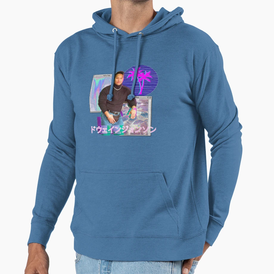 Dwayne Johnson Dwayne Johnson Vaporwave Hoodie - Unique Graphic for Adults - T-Shirt, Sweatshirt, Hoodie