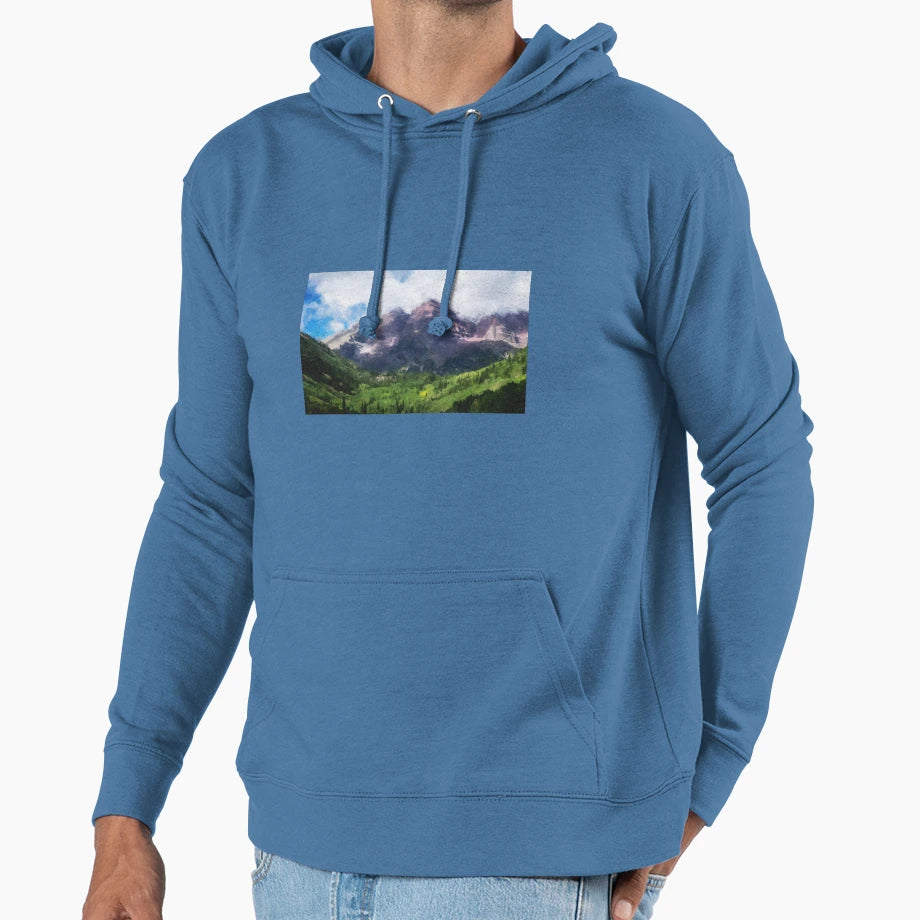 Wonderful Maroon Bells Hoodie - Unique Graphic for Adults - T-Shirt, Sweatshirt, Hoodie