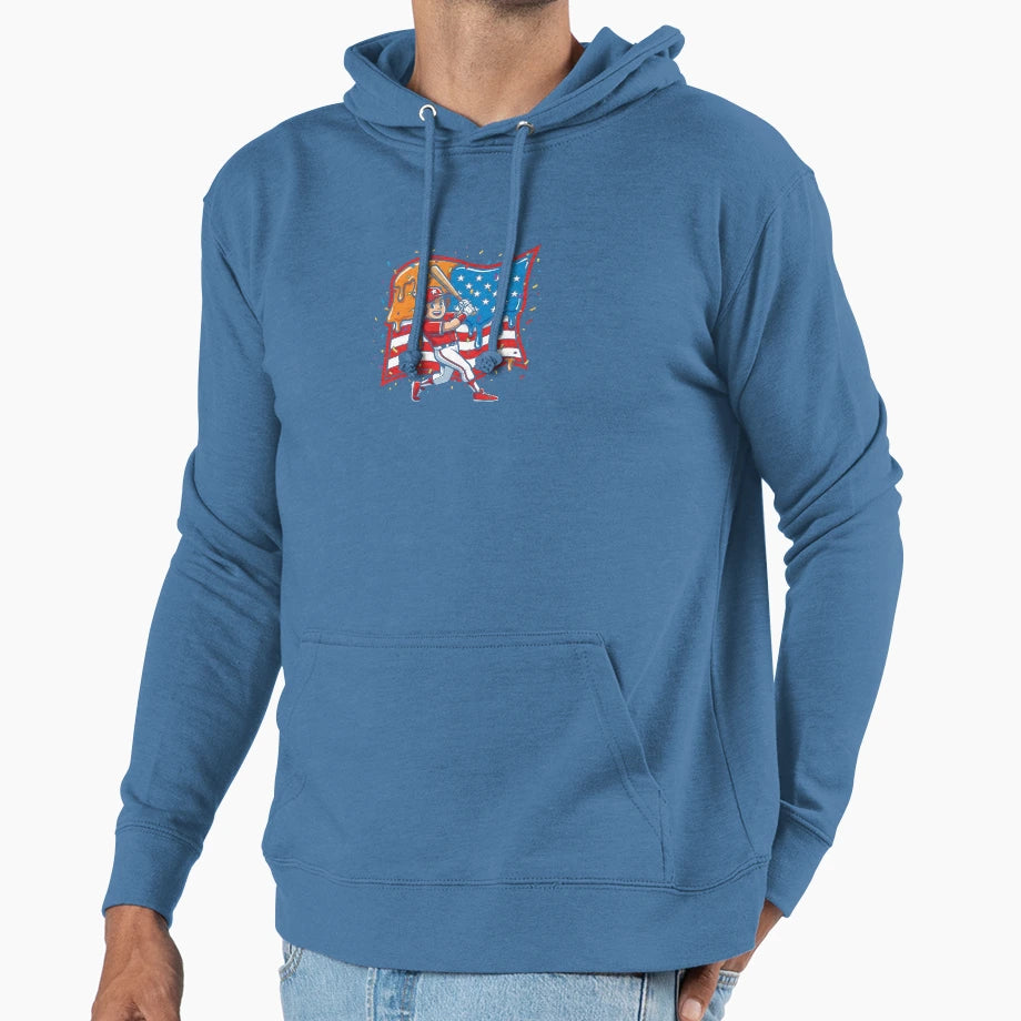 Baseball Player Usa Flag Drip Dripping Hoodie - Minimalist Print Men Women - T-Shirt, Sweatshirt, Hoodie