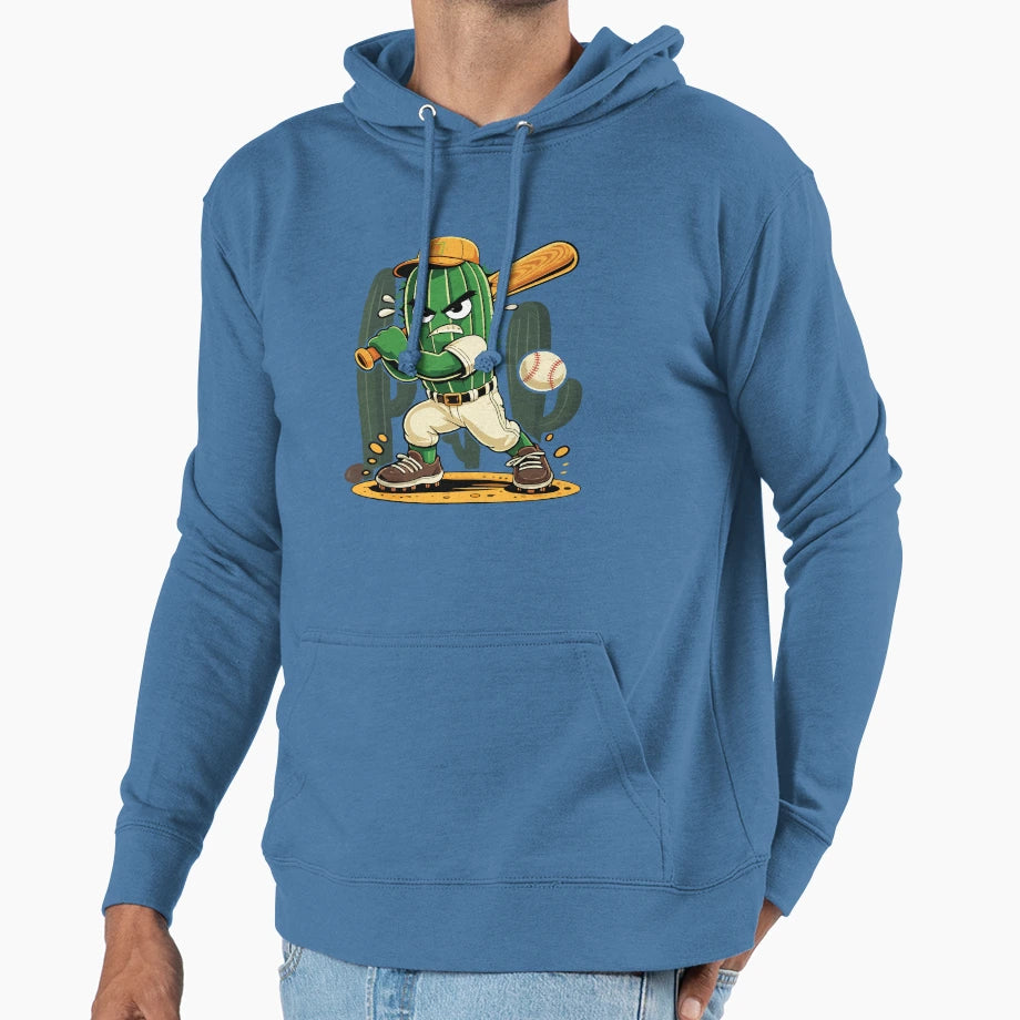 Cactus Playing Baseball Funny Desert Hoodie - Aesthetic Graphic Men Women - T-Shirt, Sweatshirt, Hoodie