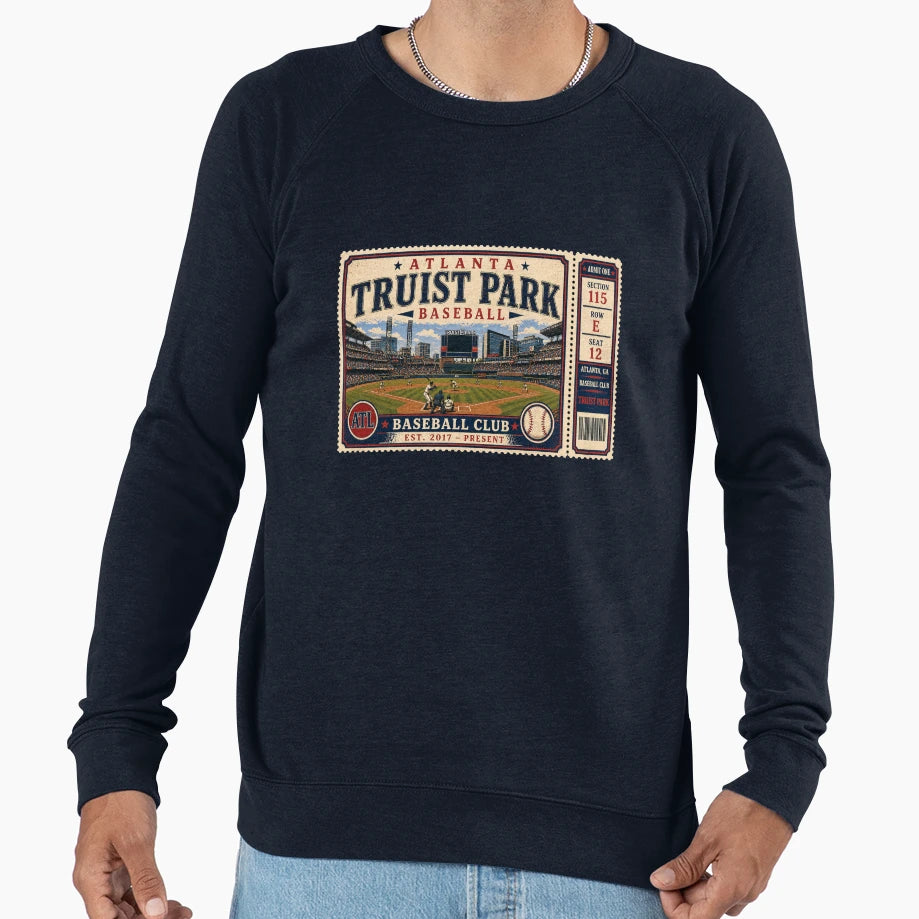 Atlanta Baseball Ticket Stub Sweatshirt - Aesthetic Graphic for Adults - T-Shirt, Sweatshirt, Hoodie