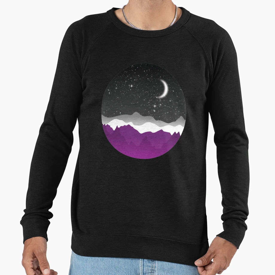 Asexual Night Mountains Landscape Sweatshirt - Streetwear Style Men Women - T-Shirt, Sweatshirt, Hoodie