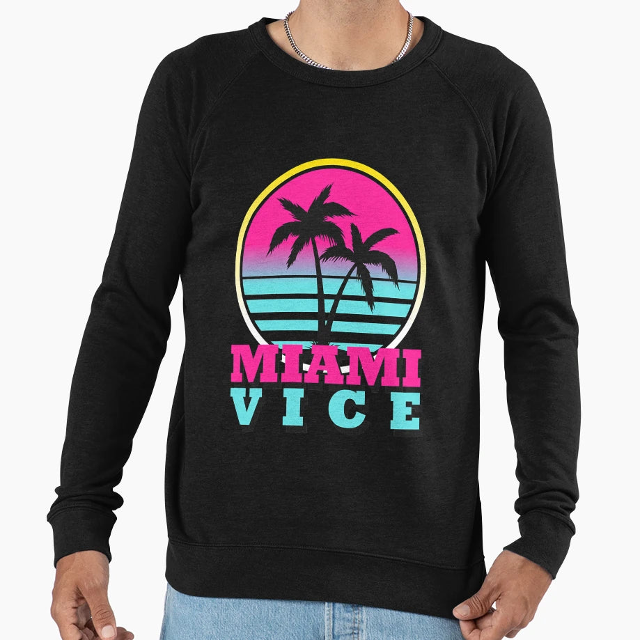 Miami Vice Beach Sunset Sweatshirt - Novelty Apparel Unisex - T-Shirt, Sweatshirt, Hoodie
