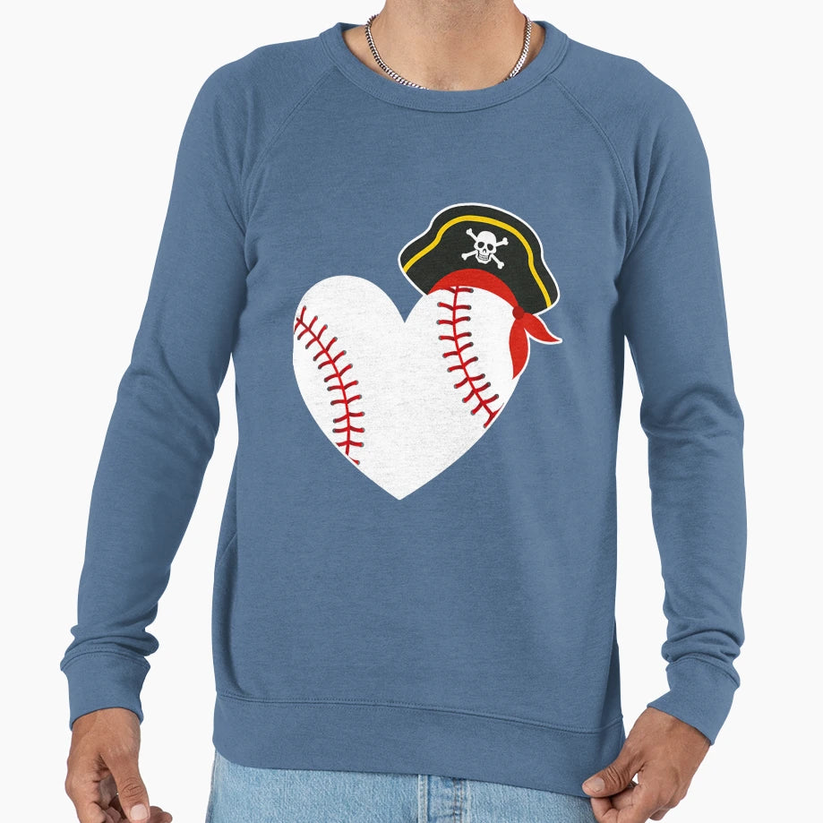 Baseball Pirate Baseball Player Sweatshirt - Aesthetic Graphic Men Women - T-Shirt, Sweatshirt, Hoodie