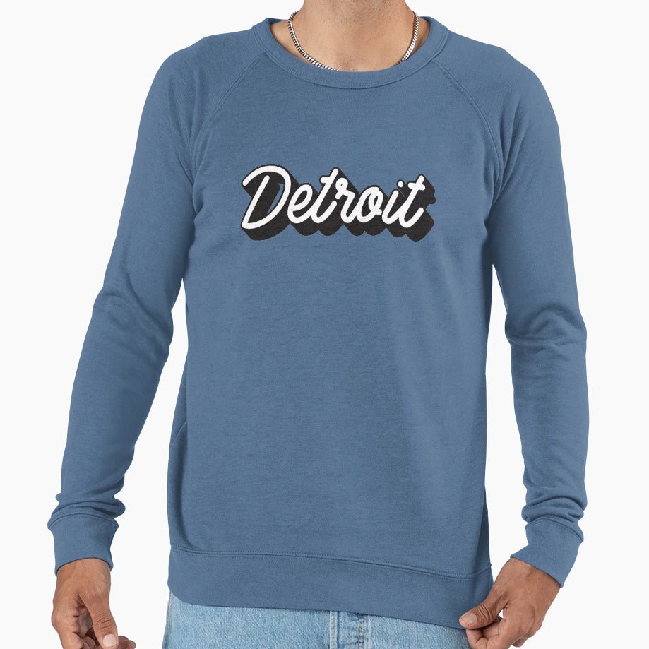 Dimensional Script Detroit Souvenir Sweatshirt - Unique Graphic for Adults - T-Shirt, Sweatshirt, Hoodie