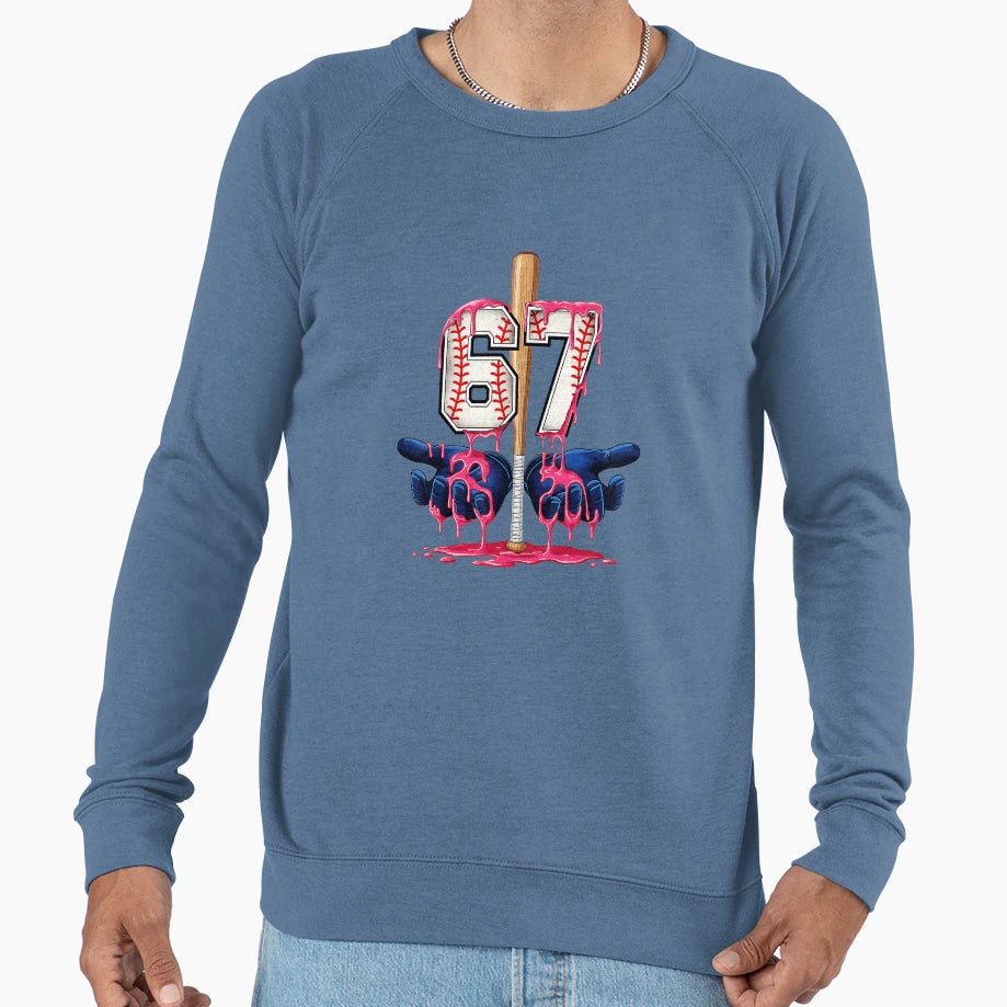 67 Baseball Drip Number Ice Sweatshirt - Fun Novelty Design for Adults - T-Shirt, Sweatshirt, Hoodie
