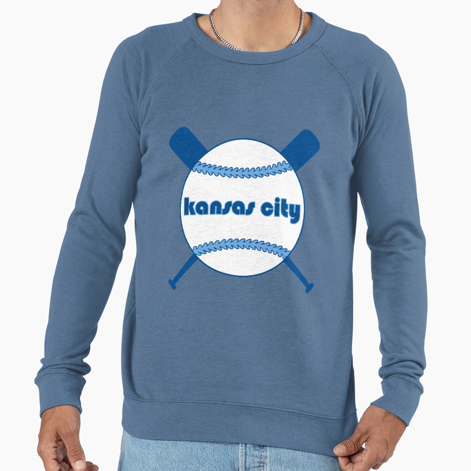 Kansas City Throwback Baseball Crossed Sweatshirt - Trendy Graphic Unisex - T-Shirt, Sweatshirt, Hoodie