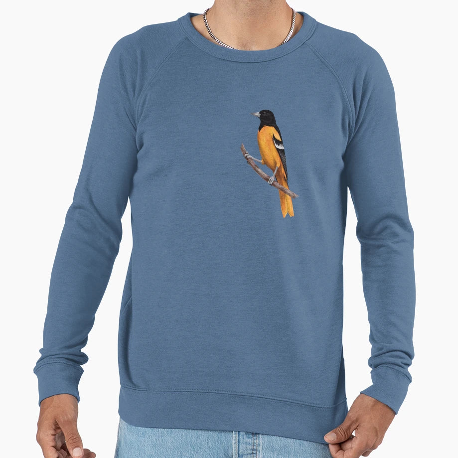 Male Baltimore Oriole Standing Sweatshirt - Novelty Apparel for Adults - T-Shirt, Sweatshirt, Hoodie