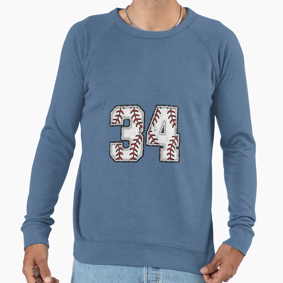 Baseball Number 34 Sweatshirt - Streetwear Style for Adults - T-Shirt, Sweatshirt, Hoodie
