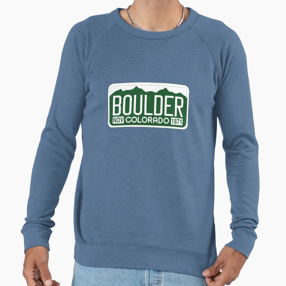Boulder Colorado License Plate Sweatshirt - Unique Graphic for Adults - T-Shirt, Sweatshirt, Hoodie