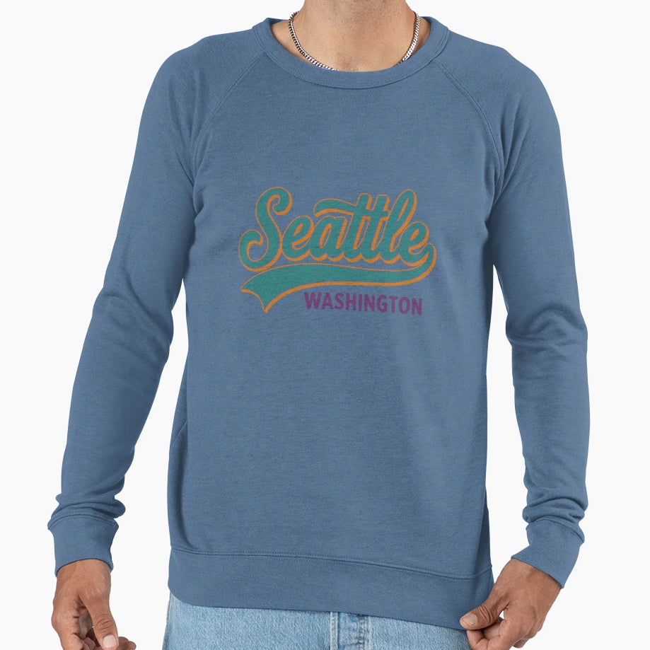 Seattle Washington Script Typography Sweatshirt - Graphic Print Men Women - T-Shirt, Sweatshirt, Hoodie