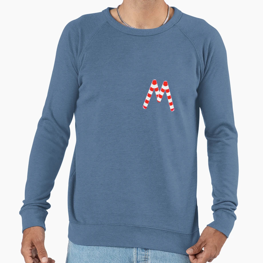Candy Cane Letter M Sweatshirt - Casual Everyday Wear Men Women - T-Shirt, Sweatshirt, Hoodie