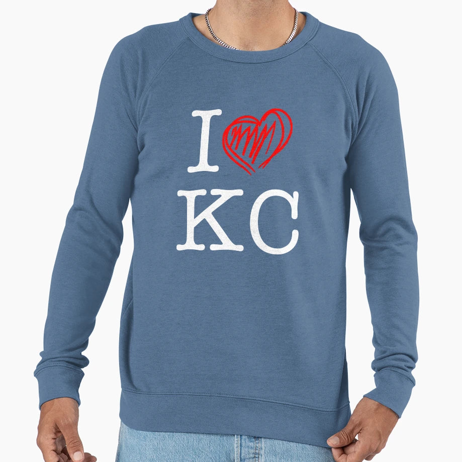 I Heart Kc White Text Sweatshirt - Aesthetic Graphic Men Women - T-Shirt, Sweatshirt, Hoodie