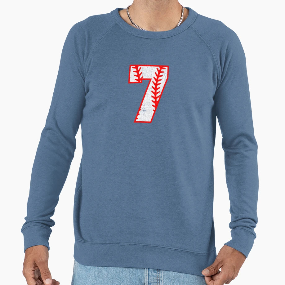 Baseball Number 7 Sweatshirt - Graphic Print Men Women - T-Shirt, Sweatshirt, Hoodie
